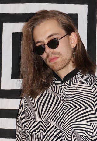 VINTAGE 90'S / Y2K BLACK / TORTOISESHELL ROUNDED SUNGLASSES