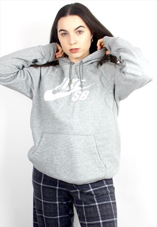 90'S RETRO GREY SPELL-OUT HOODED SWEATSHIRT