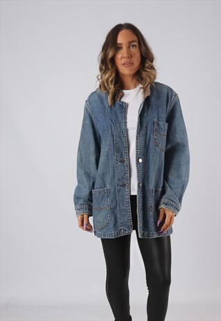 DENIM JACKET LEE OVERSIZED BLAZER LONGLINE LONG UK 16 (DK4E
