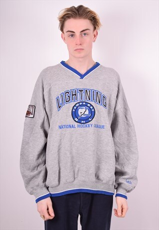 LEE MENS VINTAGE NHL SWEATSHIRT JUMPER XL GREY 90'S