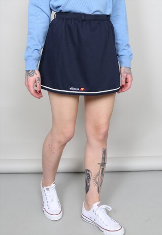 VINTAGE 80'S ELLESSE HIGH WAISTED NAVY WRAP TENNIS SKIRT