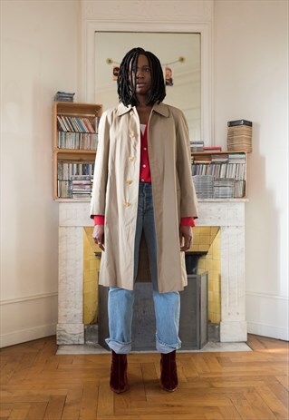 VINTAGE BURBERRY LONG CAR COAT TRENCH COAT (REF/890)