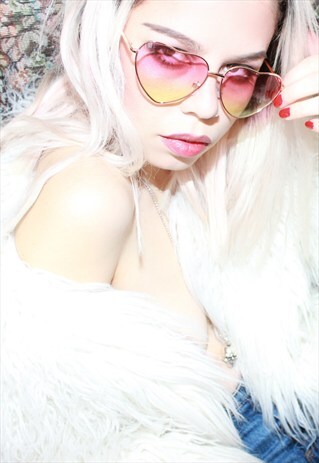 PINK AND LIME OMBRE HEART SHAPED SUNGLASSES