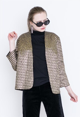 VINTAGE GOLD SHINY PATTERNED RETRO JACKET