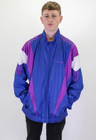 VINTAGE ADIDAS SHELL JACKET IN BLUE XL
