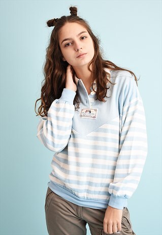80'S RETRO ATHLEISURE STRIPED PRINT SWEATSHIRT JUMPER