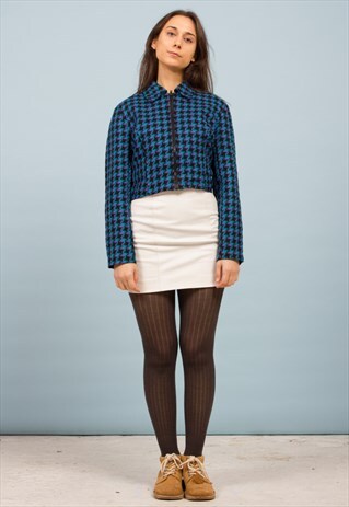 HOUNDSTOOTH CROPPED JACKET