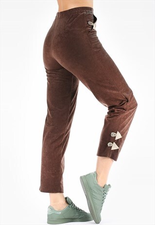 VINTAGE FAUX SUEDE ANKLE PANTS TAPERED