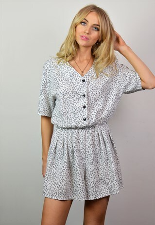 VINTAGE 90S WHITE & BLACK SUMMER / BEACH PLAYSUIT