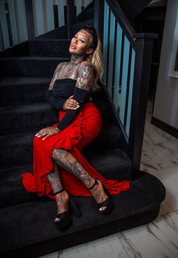 Sculpt Premium Range Red Stretch Jersey Maxi Skirt