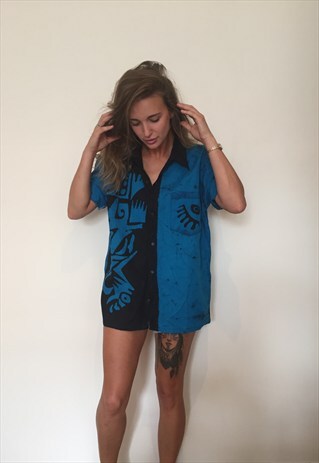 CRAZY PATTERNED VINTAGE RETRO FESTIVAL OVERSIZED SHIRTRAZY P