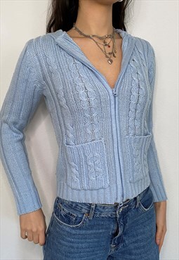 Y2K Vintage Blue Knit Cardigan 