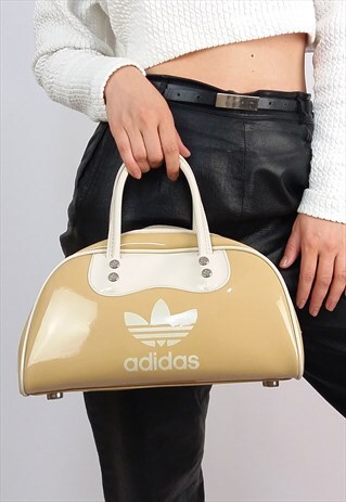 VINTAGE 90'S ADIDAS ORIGINALS BOWLER BAG FAUX PATENT LEATHER