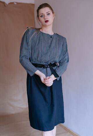 VINTAGE 80S MIDI POWER DRESSING DRESS