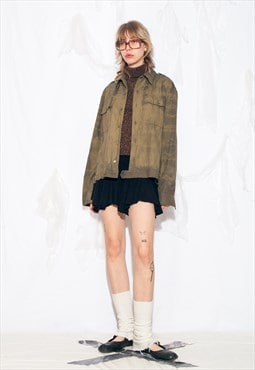 Reworked Vintage 80s Military Jacket in Khaki