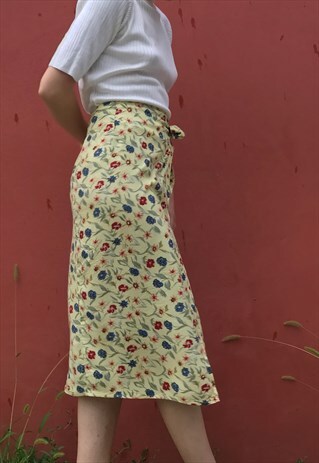 PATTERNED COTTON WRAP UP SKIRT