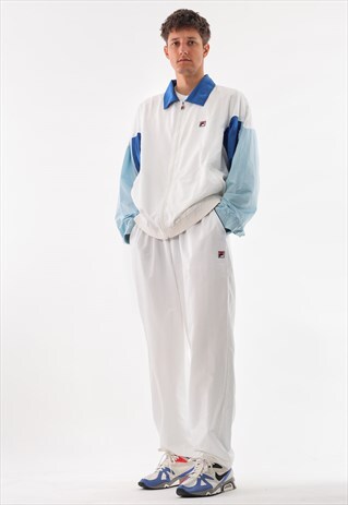 VINTAGE FILA JACKET AND PANTS 80S 90S WHITE BLUE