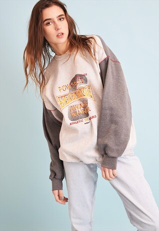 90'S RETRO OVERSIZED BOYFRIENDS SPORTS SWEATSHIRT TOP