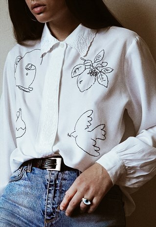 HAND EMBROIDERED WHITE SHIRT