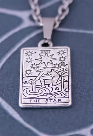 CRW SILVER THE STAR TAROT CARD NECKLACE