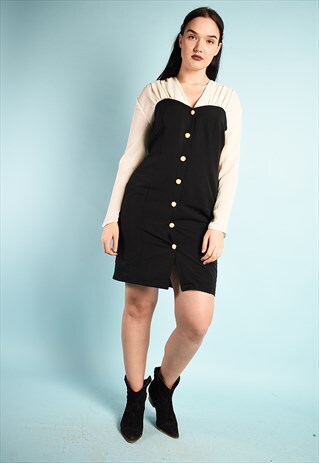 VINTAGE 80S PLEATED BUTTON DOWN MINI EVENING DRESS