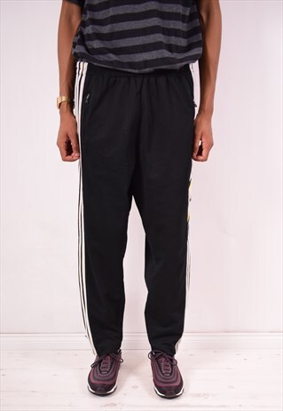 ADIDAS MENS VINTAGE TRACKSUIT TROUSERS XL BLACK 90S