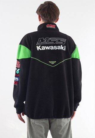 VINTAGE KAWASAKI MOTO RACING TEAM FULL ZIP JACKET BLACK