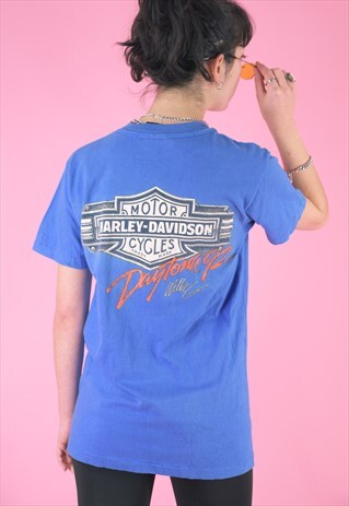 VINTAGE HARLEY-DAVIDSON T-SHIRT IN BLUE WITH DAYTONA PRINT