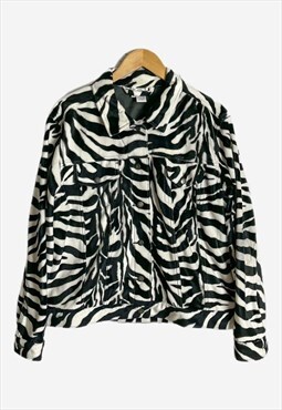 Vintage Y2K Faux Fur Zebra Print Jacket XL