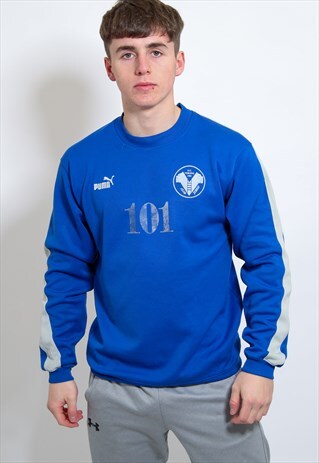 VINTAGE PUMA SWEATSHIRT IN BLUE LARGE
