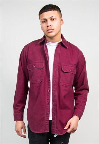 WOOLRICH THICK FLANNEL SHIRT PLAIN BURGUNDY
