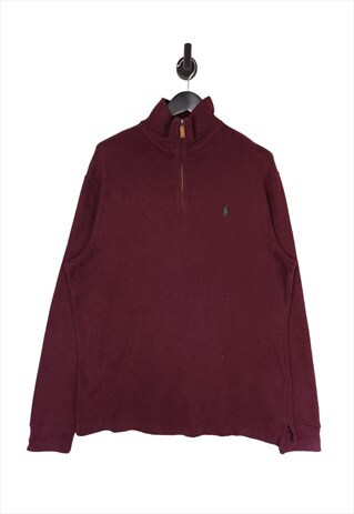 Men's Polo Ralph Lauren 1/4 Zip Jumper In Burgundy Size XL
