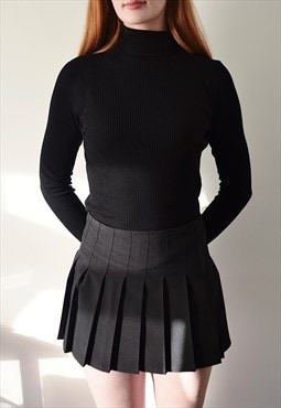 Vintage 00s Y2K Pleated Mini Skirt Black Goth Grunge 