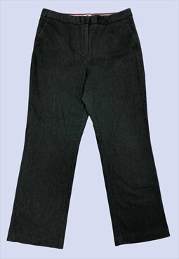 Dark Wash Charcoal Grey Cotton Denim Wide Leg Jeans