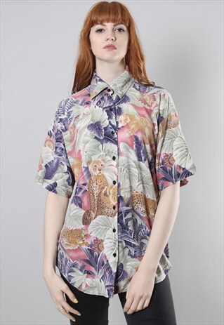 VINTAGE 80S HAWAIIAN PATTERNED SHIRT TOP