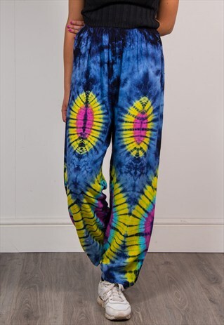 VINTAGE TIE DYE FESTIVAL HIPPIE WIDE LEG TROUSERS