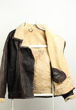 Vintage Sheepskin Suede Jacket Brown