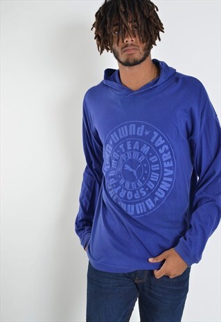 VINTAGE PUMA SWEATSHIRT HOODIE BLUE