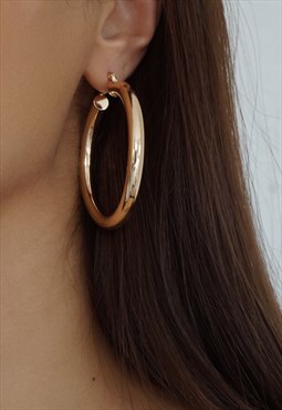 Nikita By Niki Gold Plated Thick Large Hoop Earrings