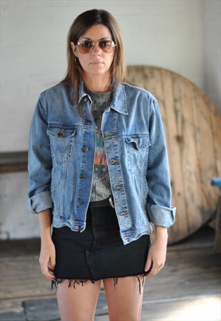 VINTAGE 80S WRANGLER DENIM TRUCKER JACKET