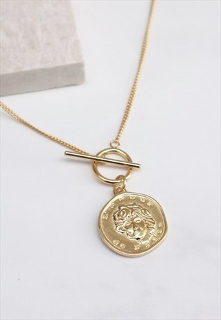 CIRCLE BAR GOLD COIN NECKLACE