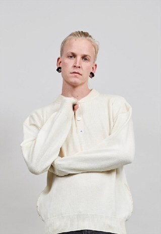 70'S KAPPA VINTAGE CREAM KNIT JUMPER