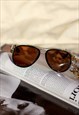 BROWN ROUNDED DROP AVIATOR SUNGLASSES