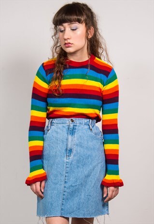 VINTAGE 90'S LIGHT BLUE DENIM RAW HEM MINI SKIRT