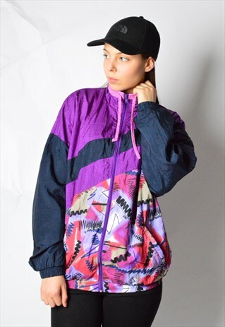 VINTAGE 90S ABSTRACT COLOUR BLOCK SHELL TRACK JACKET