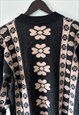 80S FLORAL CASUAL SOFT OVERSIZED KNIT JUMPER S - L