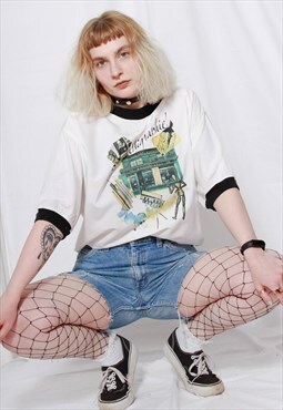 80s vintage 90s grunge artsy graphic paint white t-shirt