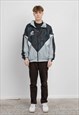 VINTAGE 80S HIGH NECK ZIP UP TRACK JACKET IN GREY XL/XXL