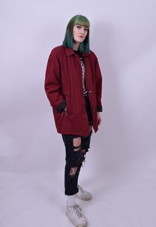 VINTAGE 90'S RED GRANNY MAC JACKET SIZE MEDIUM