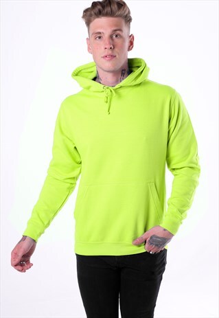 ESSENTIAL BLANK PULLOVER HOODY - NEON ELECTRIC YELLOW
